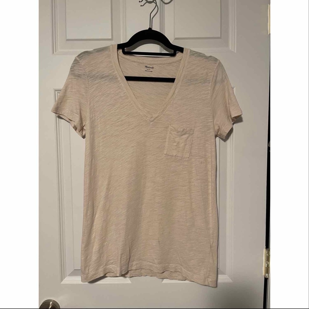 Madewell cream cotton V-neck size small